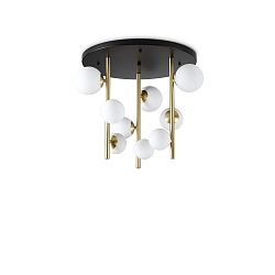 ceiling luminaire PERLAGE 9 flames G9 IP20, white, satined brass dimmable