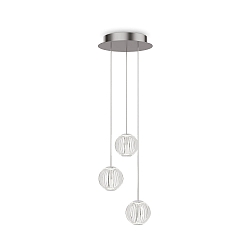 LED Pendelleuchte DIAMOND, 3-flammig, 15W, 3000K, 1500lm, IP20, chrom/transparent