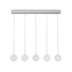 LED Pendelleuchte DIAMOND, 5-flammig, 23W, 3000K, 2500lm, IP20, chrom/transparent