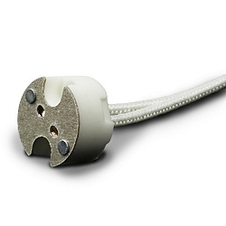 GU5.3 lamp holder with ceramics socket for G4- / MR16-lamps, 12-24V, IP20, incl. 15cm power cable