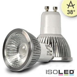 LED Strahler COB, GU10, 5.5W 2700K 330lm 964cd 38°, dimmbar, Aluminium gebürstet / klar
