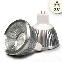 LED Stiftsockel-Strahler MR16 COB, 12V AC/DC, GU5.3, 5.5W 5000K 400lm 38�, dimmbar