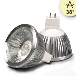LED Stiftsockel-Strahler MR16 COB, 12V AC/DC, GU5.3, 5.5W 2700K 330lm 38�, dimmbar