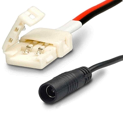 Clip-Rundstecker-Anschluss (max. 5A) f�r 2-pol. IP20 Flexstripes mit Breite 8mm, Pitch-Abstand >12mm