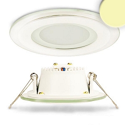 Outdoor LED downlight IP44, beaming asides, � 9.8cm, 8W 2800K 350lm 120�, aluminium / glass, white