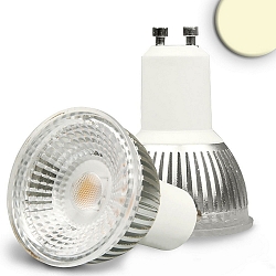 LED spot GLASS-COB, GU10, 6W 2700K 460lm 405cd 70�, dimmable, silver / clear, structured