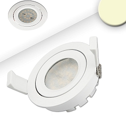 SMD Recessed LED spot, prismatic, IP40, � 8.2cm, 8W 2700 650lm 120�, swivelling, dimmable, white