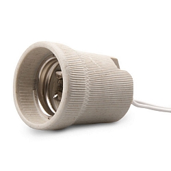 Keramik-Fassung E27, 0-230V, IP20, inkl. 15cm Silikon-Anschlussleitung