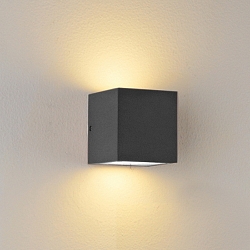 Outdoor wall luminaire Up&Down, IP44, angular, 2x GX53, excl. lamps, aluminium / glass