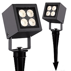 LED Erdspie�-Au�enstrahler CUBE, IP65, 4x2W CREE, 3000K 480lm 35�, drehbar und schwenkbar, inkl. Kabel, anthrazit