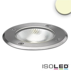 Outdoor LED in-ground spot COB, IP67, 7W 3000K 600lm 90, walkable, inox steel / clear, round,  12.5cm