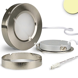 LED Ein- und Unterbauleuchte Slim MiniAMP, IP52, � 7cm, dimmbar, Nickel geb�rstet / diffus, 12V DC, 3W 2800K 160lm 120�
