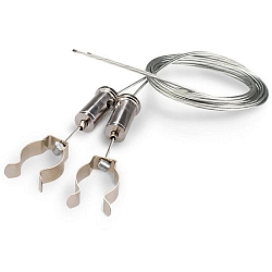 Steel rope suspension (2 pc.) for T8 tube lamps with ceiling screw connection + clip-holders, 150cm, chrome