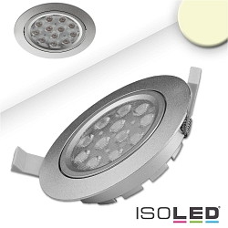 LED Einbaustrahler prismatisch, ultraflach,  11.4cm, 15W 2700K 1050lm 72, schwenkbar, dimmbar, Silber