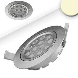 Recessed LED spot, prismatic, ultraflat, � 11.4cm, 15W 2700K 1050lm 72�, swivelling, dimmable, silver