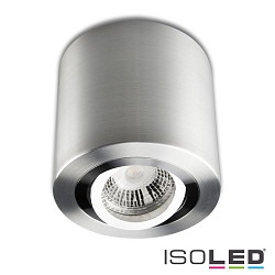 Ceiling luminaire for GU10 / MR16, round, IP20, swivelling, excl. socket, excl. lamps, brushed aluminium