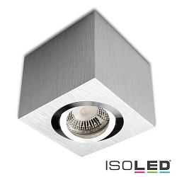 Ceiling luminaire for GU10 / MR16, angular, IP20, swivelling, excl. socket, excl. lamps, brushed aluminium