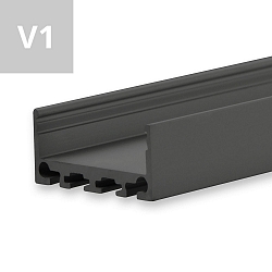LED Aufbauprofil SURF24 FLAT V1, Aluminium, 200cm, Schwarz RAL 9005