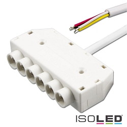 Mini-Plug RGB 6-fach Verteiler Female, 100cm, 4-polig, IP54, weiß, max. 48V