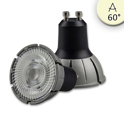 Full spectrum LED spot COB, GU10, 7W 2700K 460lm 546cd 60�, CRi >98, dimmable, grey-black