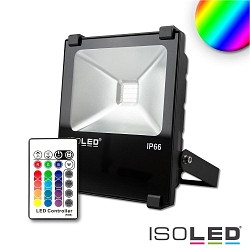 Outdoor LED Fluter RGB inkl. Funk-Fernbedienung, IP66, dreh- und schwenkbar, dimmbar, Alu-Druckguss, schwarz, 10W RGB 120