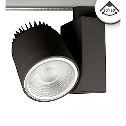 LED 3-Phasen Schienenstrahler, fokussierbar 30�-50�, 30W, drehbar und schwenkbar, dimmbar, 4000K 3000lm, Schwarz matt