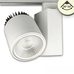 LED 3-Phasen Schienenstrahler, fokussierbar 30�-50�, 35W, CRi >92, drehbar, 3000K 4100lm, Wei� matt