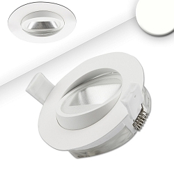 Recessed LED spot, asymmetric COB, IP44, round, � 9.5cm, CRI >90, swivelling, dimmable, white, 8W 4000K 550lm 50�
