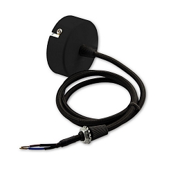 Deckenbaldachin rund, � 7cm, inkl. 150cm Textilkabel 2-polig, mit Gegenverschraubung