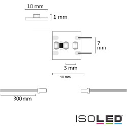 LED CRI940 MiniAMP Flex strip, 12V, 6W, 4000K, both sided 30cm cable with male plug, 500cm