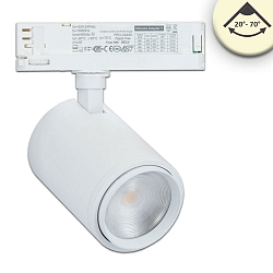 LED 3-Phasen Schienenstrahler, fokussierbar 20�-70�, CRI92, kardanisch, schaltbar, 42W 3500K 4200lm, wei� matt