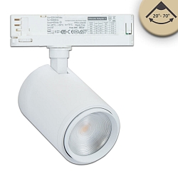LED 3-Phasen Schienenstrahler BREAD, fokussierbar 20�-70�, 34W 2700K 2900lm, CRi>90, kardanisch, schaltbar, wei� matt