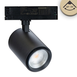 LED 3-Phasen Schienenstrahler BREAD, fokussierbar 20�-70�, 34W 2700K 2900lm, CRi>90, kardanisch, schaltbar, schwarz matt