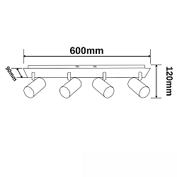 spotlight bar 4 flames, rotatable, tiltable GU10 IP20, nickel dimmable