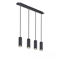 H�ngeleuchte mit Spots, 4-flammig, 4x GU10 (exkl.), mit 150cm Seilabh�ngungen, Schwarz