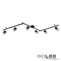 spotlight bar 6 flames, swivelling, rotatable, with jointed arm GU10 IP20, black dimmable