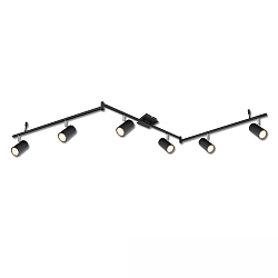 spotlight bar 6 flames, swivelling, rotatable, with jointed arm GU10 IP20, black dimmable