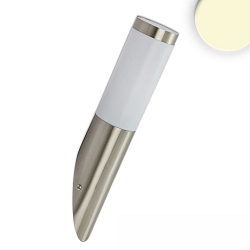 Au�enwandleuchte, IP44, inkl. E27 LED 9W 3000K 800lm, Edelstahl / Abdeckung satiniert, ohne Sensor