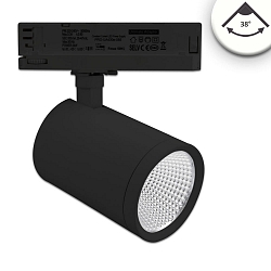 LED 3-Phasen Schienenstrahler, 35W 4000K 3500lm 38�, CRI90, drehbar, neigbar, Schwarz matt