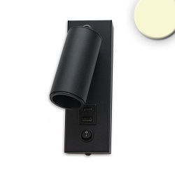 LED Leseleuchte, 4,5W, 3000K, 270lm, mit USB-A und USB-C Ladebuchse, schwarz