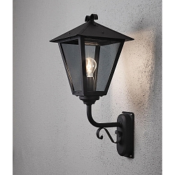 Wandleuchte BENU UP, E27 max. 100W, Schwarz, Aluminium / Rauch-Acrylglas