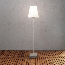 Terrace luminaire LUCCA BIG, IP44, height 130cm, E27 max. 60W, grey, aluminium / massive concrete base / white plastic shade