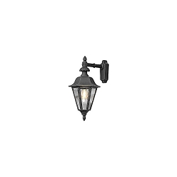 Wandleuchte PALLAS DOWN BIG, H�he 53.5cm, E27 max. 60W, Schwarz, Aluminium / Rauch-Acrylglas