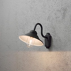 Au�en-Wandleuchte VEGA, 1xE27, IP23, schwarz, Aluminium / Klarglas