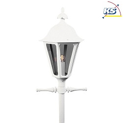 Leuchtenkopf / Kandelaber PALLAS, 1-flammig, E27 max. 60W, Wei, Aluminium / Rauch-Acrylglas