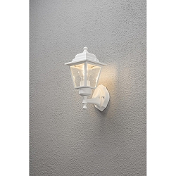 Wandleuchte, 1-flammig aufw�rts SMALL, IP23, E27 max. 60W, E27 max. 60W, Wei�, Aluminium / Klarglas