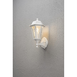 Wandleuchte, 1-flammig aufw�rts BIG, IP23, E27 max. 60W, E27 max. 60W, Wei�, Aluminium / Klarglas