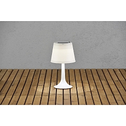 Solar HighPower LED table luminaire ASSISI, IP44, 0.5W 4500K, white plastic base / satined shade
