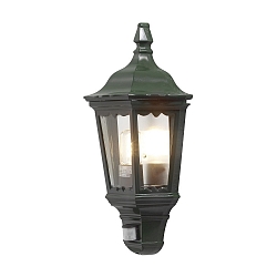 Au�en-Wandleuchte FIRENZE mit Bewegungsmelder, E27 max. 100W, Gr�n, Aluminium / Klarglas