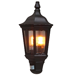 Au�en-Wandleuchte FIRENZE mit Bewegungsmelder, E27 max. 100W, Schwarz, Aluminium / Klarglas